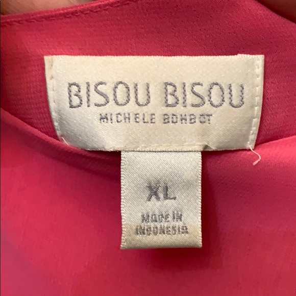 Bisou Bisou pink chiffon, ruffled sleeve blouse - Picture 7 of 7